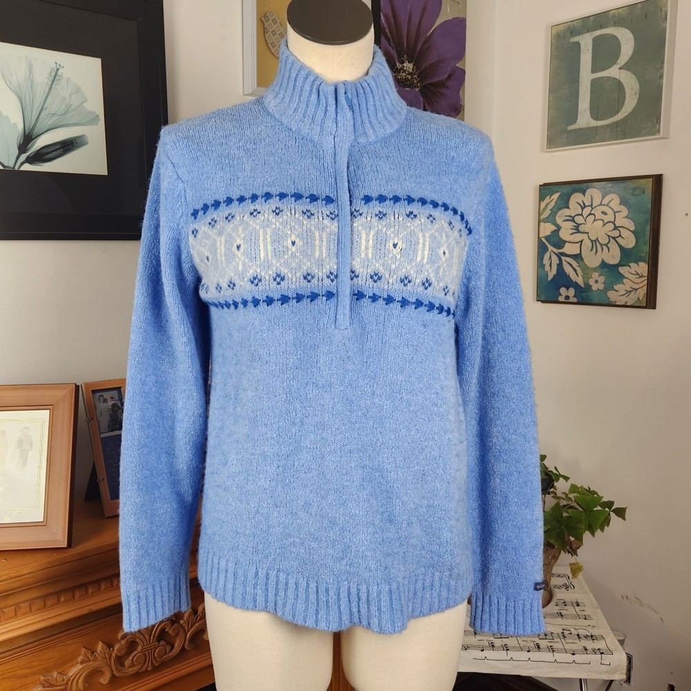 Columbia 1/2 Zip Fair Isle Wool Blend Sweater Sz M